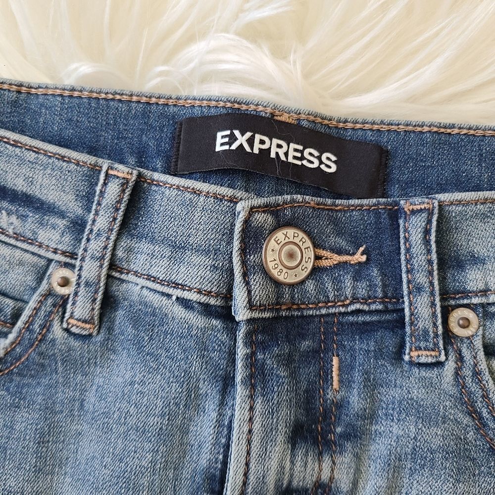 EXPRESS | Jeweled denim mini skirt‎ - Picture 4 of 6